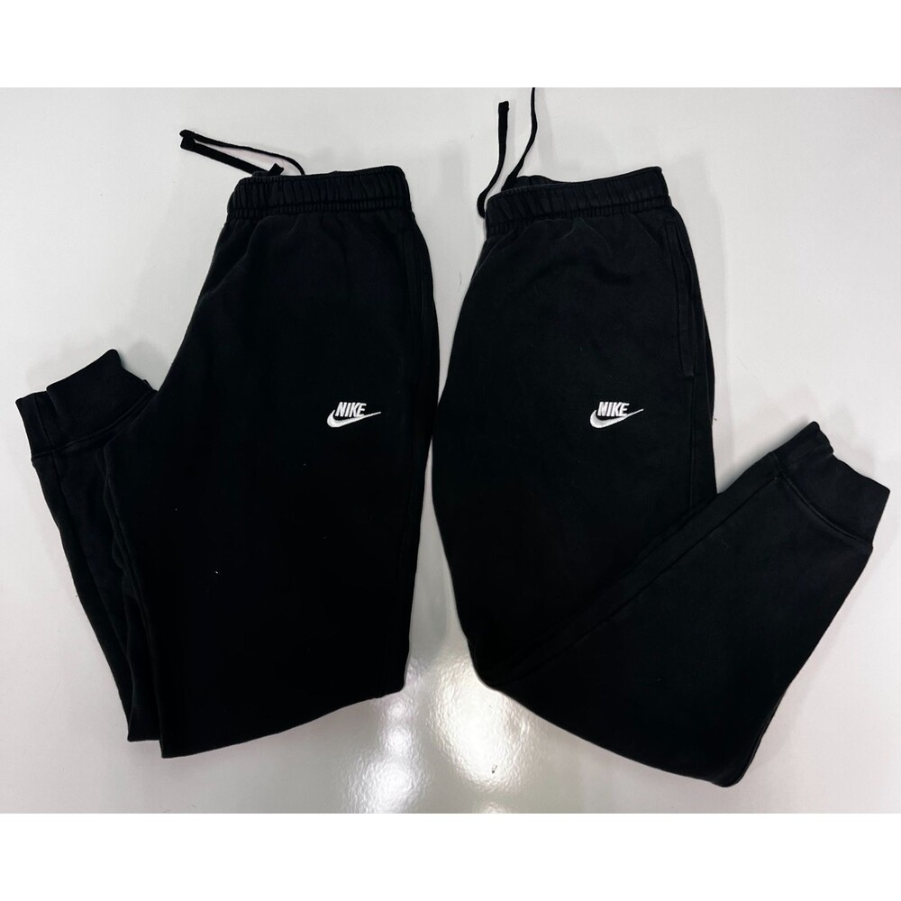 Nike Mens Medium Black Fleece Joggers Lot 2 Sweatpants Reseller Bundle Swoosh
